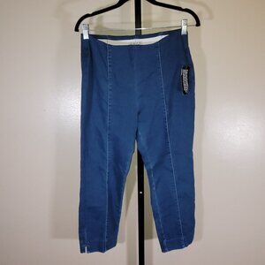 A496275**Joan Rivers Petite Cotton Blend Pull-On Denim Knit Ankle Pants